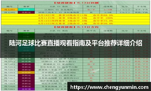 陆河足球比赛直播观看指南及平台推荐详细介绍